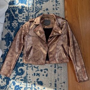 Anthropologie Shimmering Copper Leather Jacket